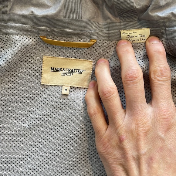 MADE & CRAFTED RARE Levi’s Rain Jacket size 0 - trim BOVINE LEATHER - GOOD C - Picture 10 of 17